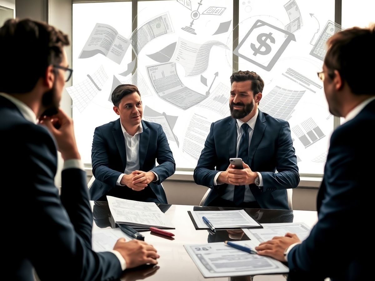 Antreprenori discutând despre legi și reglementări noi.